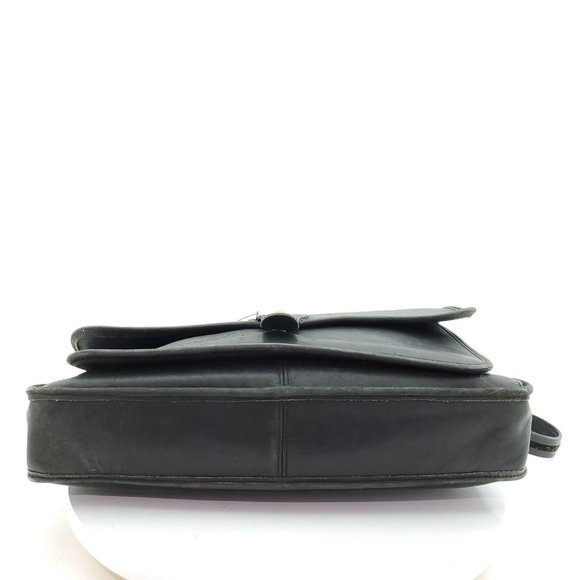 Coach Vintage 80s Genuine Black Distressed Leather Metropolitan Messenger Bag - Picture 5 of 9